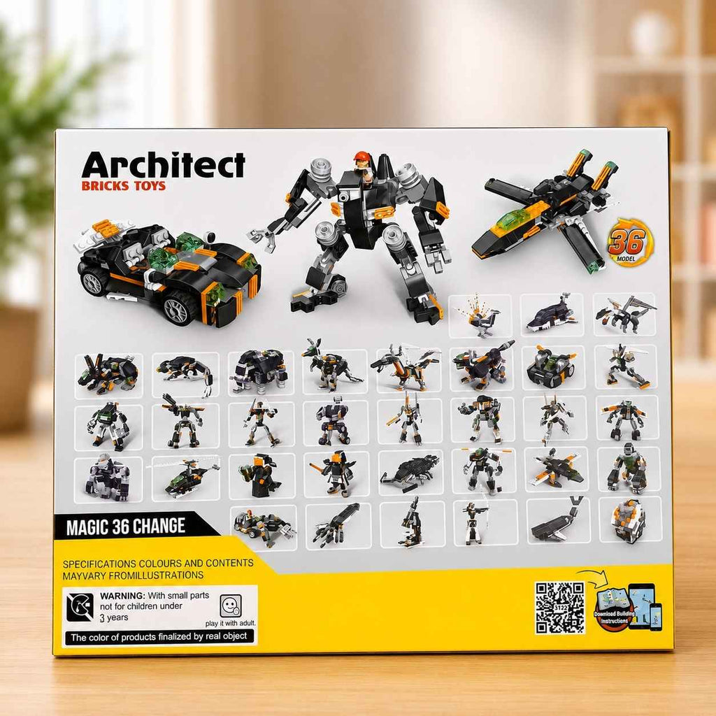 Architect Bricks Toys Magic 36-in-1 Building Blocks Car Set (256+ PCS)