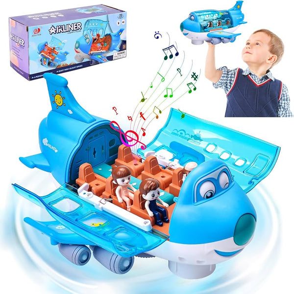 Airliner Toy Plane with Lights & Sound 360° Rotating Airplane