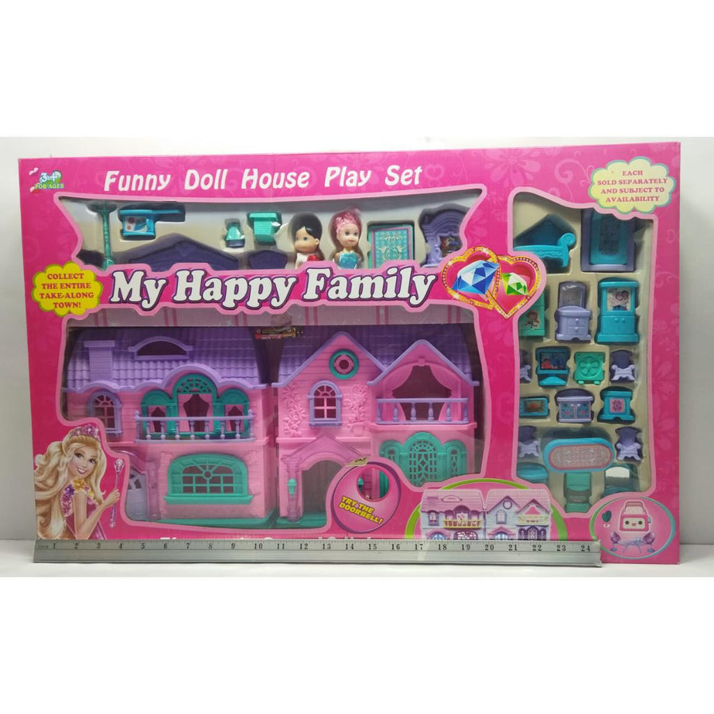 My Happy Family Doll House Play Set – Electronic Sound & Light Dollhouse with Furniture