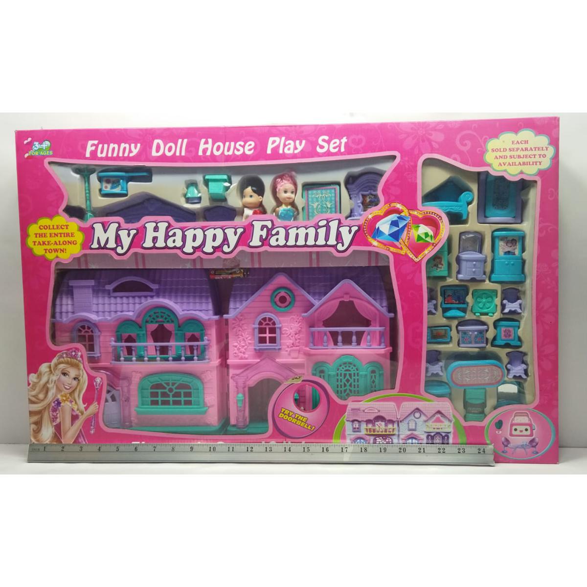 My Happy Family Doll House Play Set – Electronic Sound & Light Dollhouse with Furniture