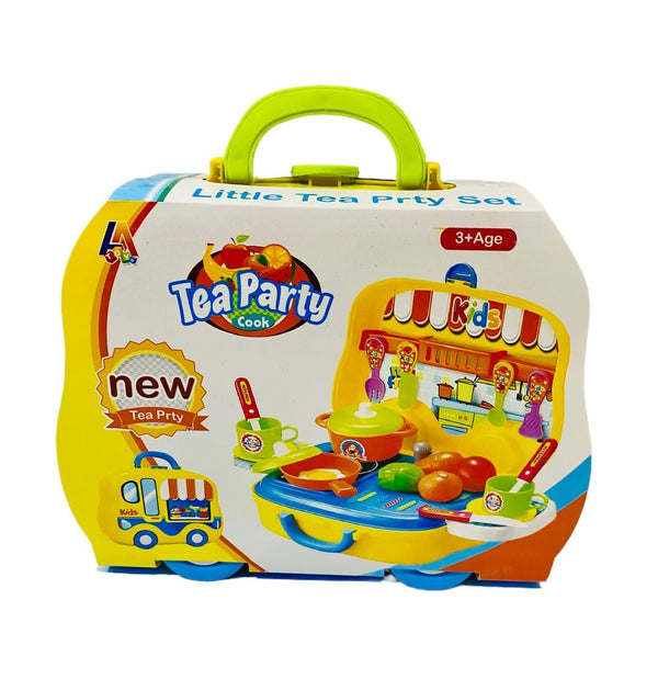 Kids Tea Party Kitchen Play Set Portable Suitcase Cooking