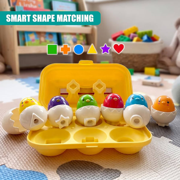 Geometric Eggs Educational Toy Set – Color Matching & Emotion Learning Eggs for Kids