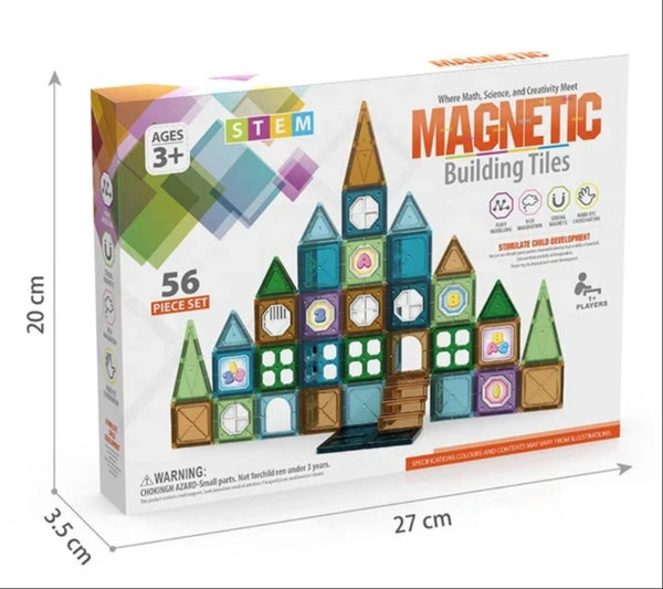 Magnetic Building Tiles 56 Pcs STEM Construction Set for Kids