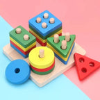 Wooden Shape Sorting & Stacking Puzzle Learning Toy
