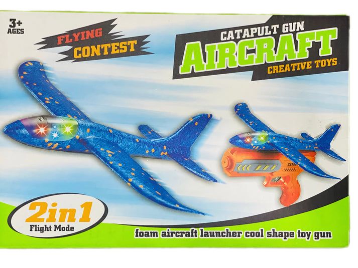 LED Foam Glider Airplane Launcher Toy – Hand Launch Flying Plane Set