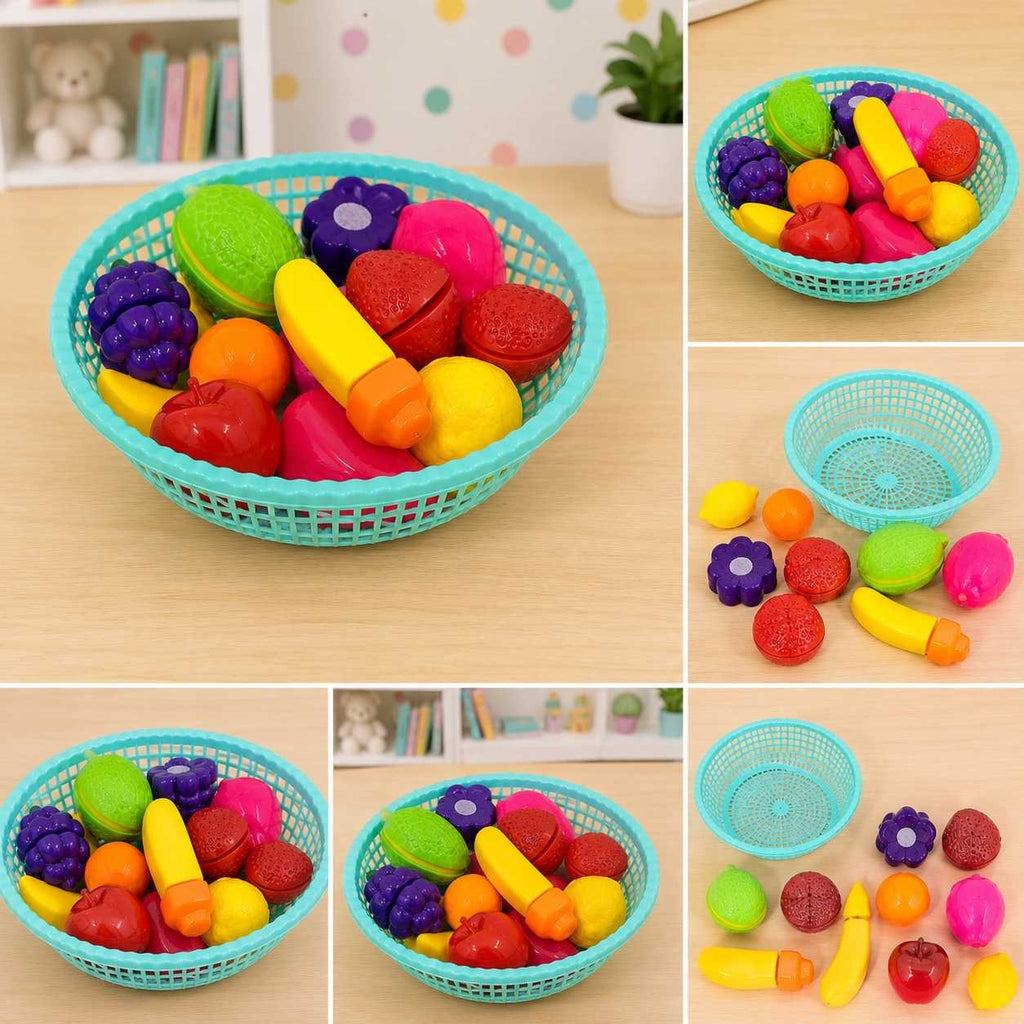 Food Cut Fruit Basket Toy Set for Kids | Pretend Play Kitchen Fruits (3+ Years)