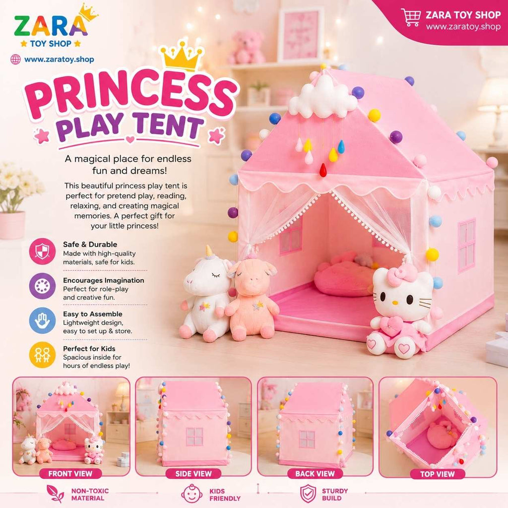 Princess Play Tent for Kids | Foldable Indoor Playhouse