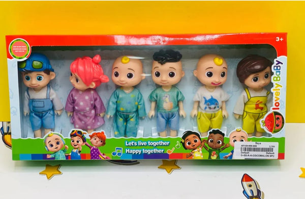 Cocomelon Family Baby Doll Set – 6 Pcs Kids Cartoon Figures Toy Set