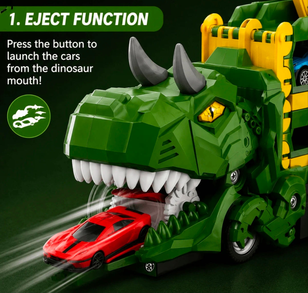 Dinosaur Truck Car Carrier Transporter with 8 Mini Cars