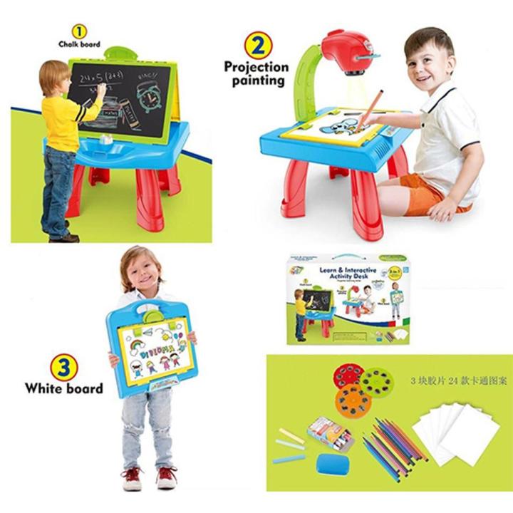 3-in-1 Kids Projector Drawing Table – Whiteboard & Blackboard