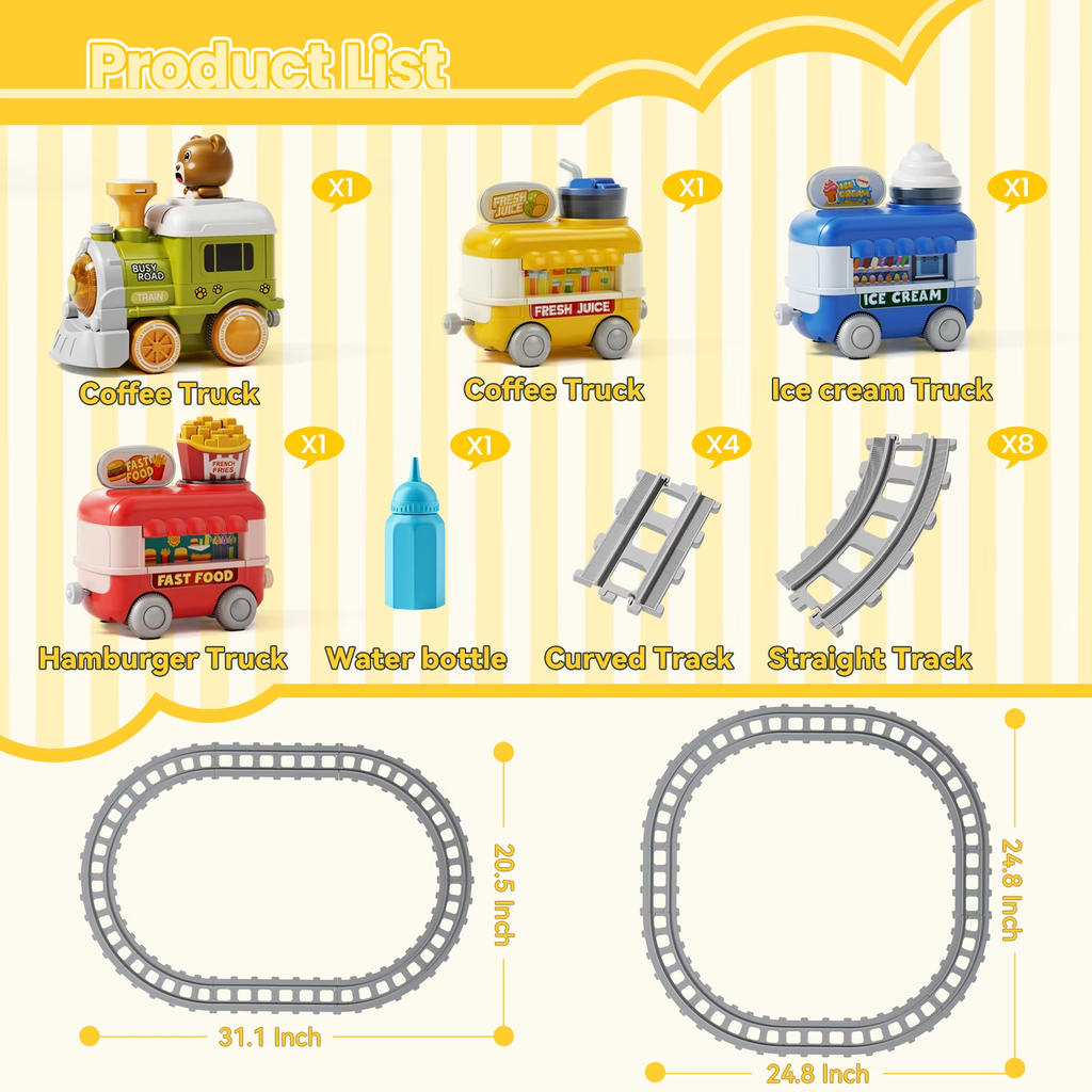 Brown Bear Food Train Electric Steam Train with Lights, Music & Track