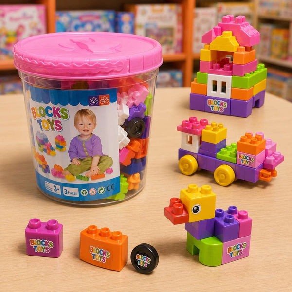 Colorful Building Blocks Bucket Set for Kids