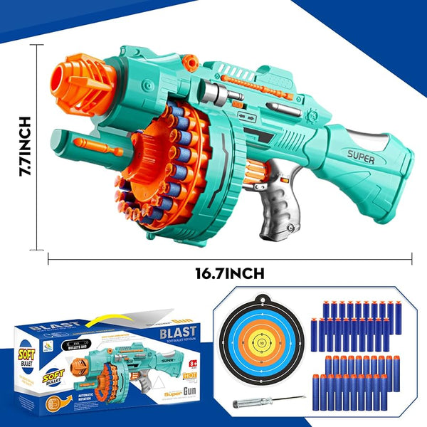 Blast Automatic Soft Bullet Gun – Rotating Drum Foam Dart Blaster