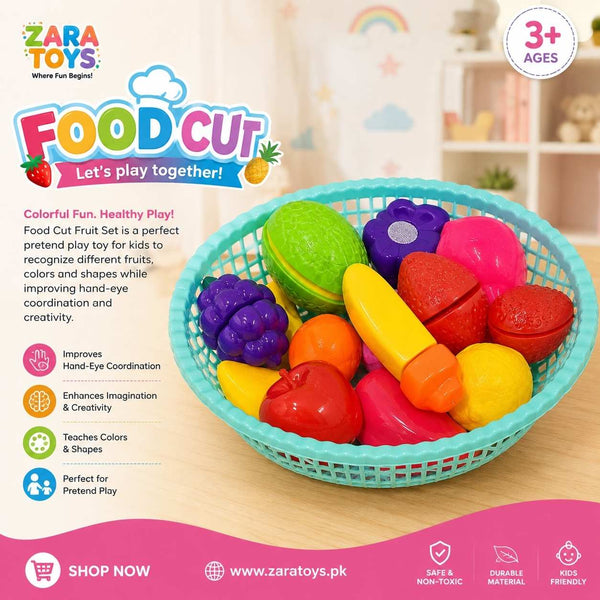 Food Cut Fruit Basket Toy Set for Kids | Pretend Play Kitchen