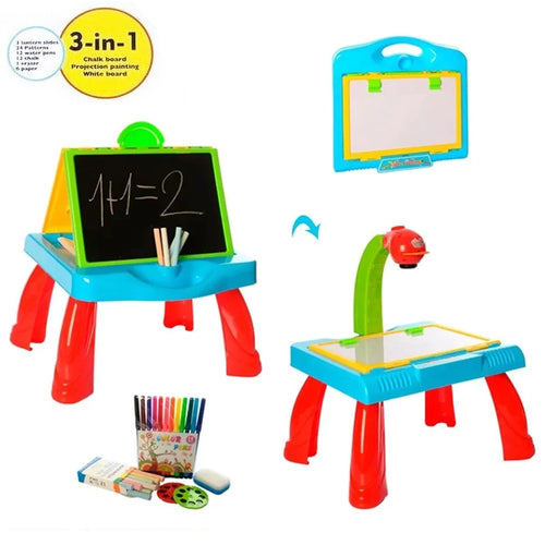 3-in-1 Kids Projector Drawing Table – Whiteboard & Blackboard
