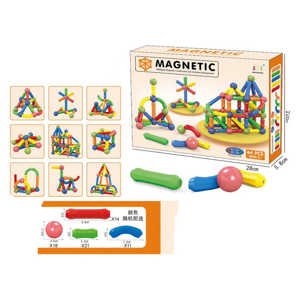 64 PCS Magnetic Blocks Building Set – Educational STEM Toy for Kids