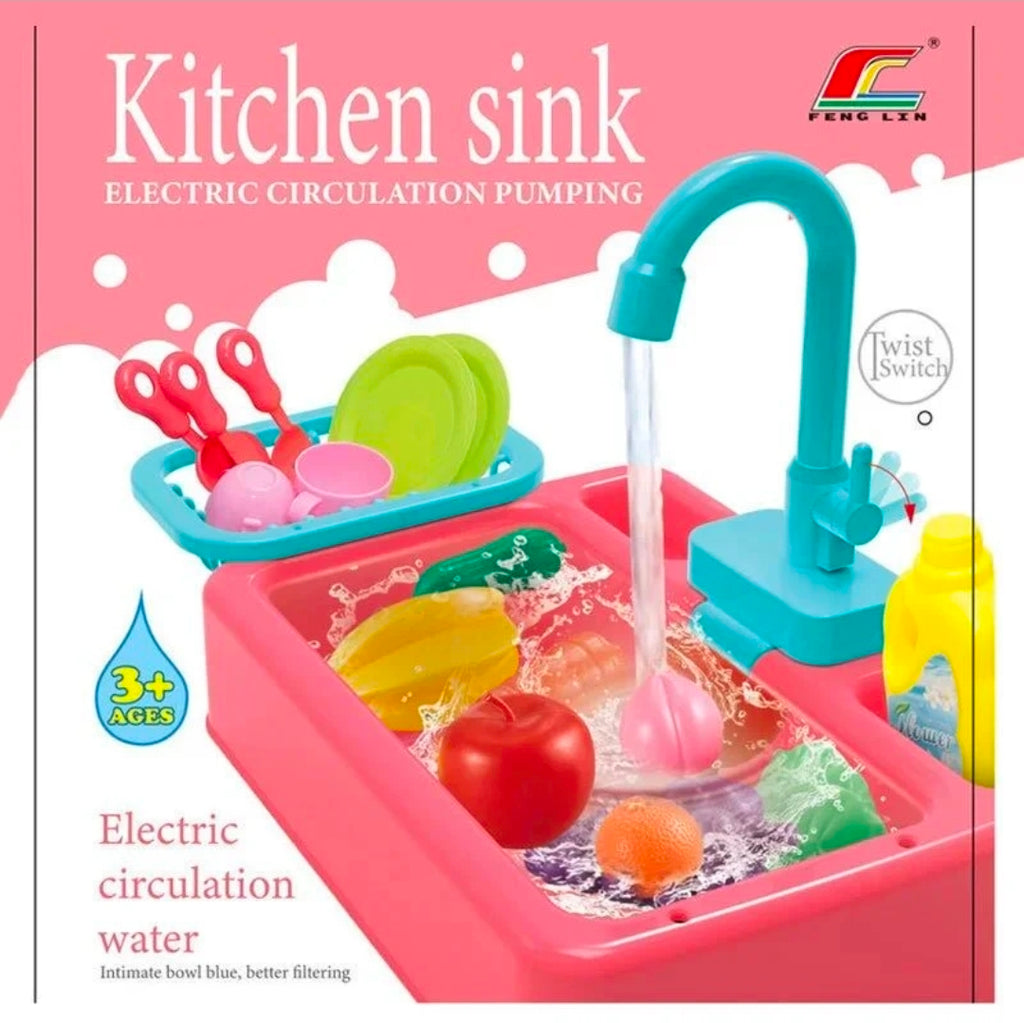 Kids Kitchen Sink Play Set with Real Water Circulation