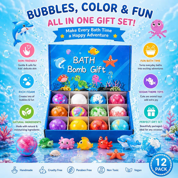 Kids Bath Bomb Surprise Set – Colorful Fizz Bath Balls with Hidden Toy