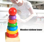 Wooden Rainbow Stacking Tower Montessori Educational
