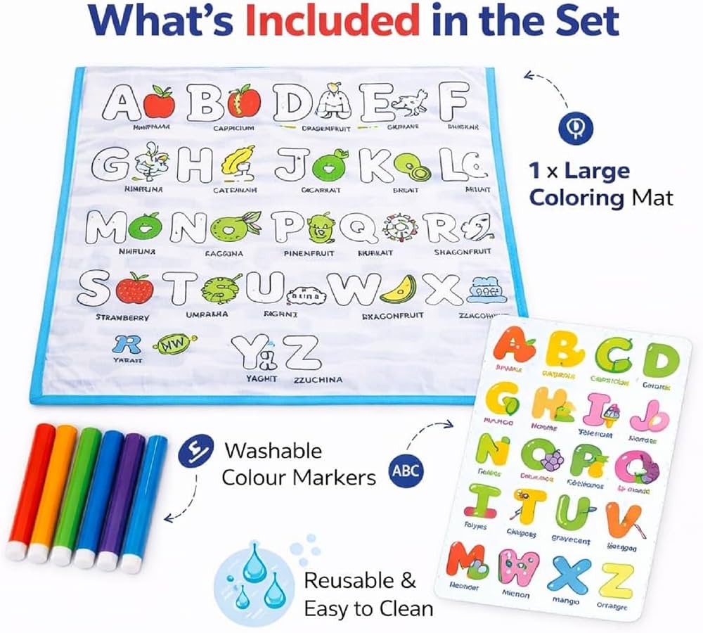 Washable Drawing Mat for Kids – Reusable Magic Coloring & Learning Play Mat