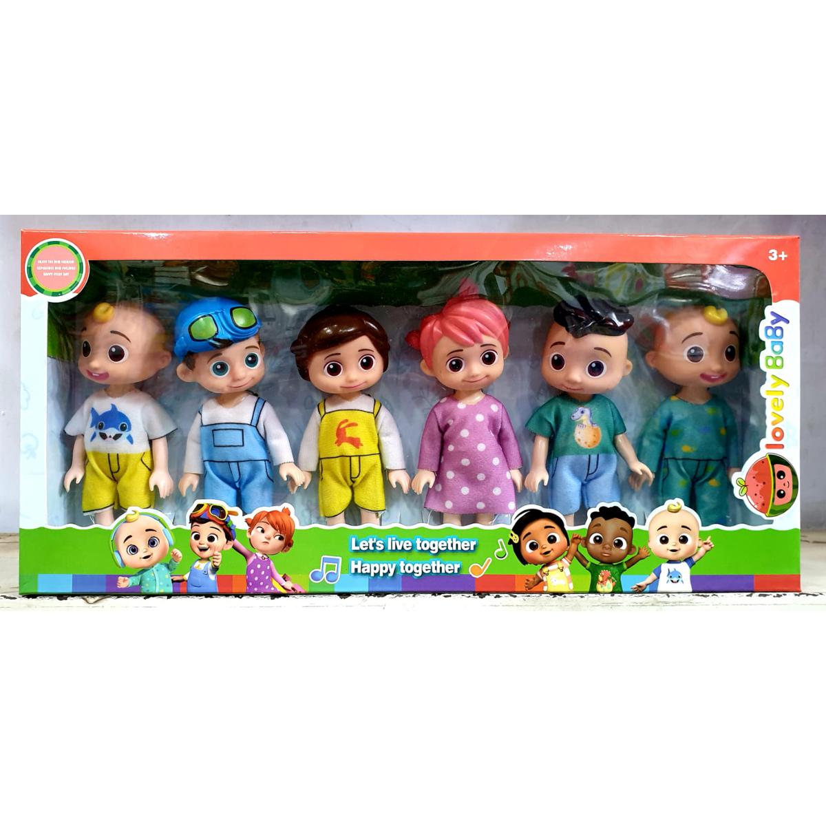 Cocomelon Family Baby Doll Set – 6 Pcs Kids Cartoon Figures Toy Set