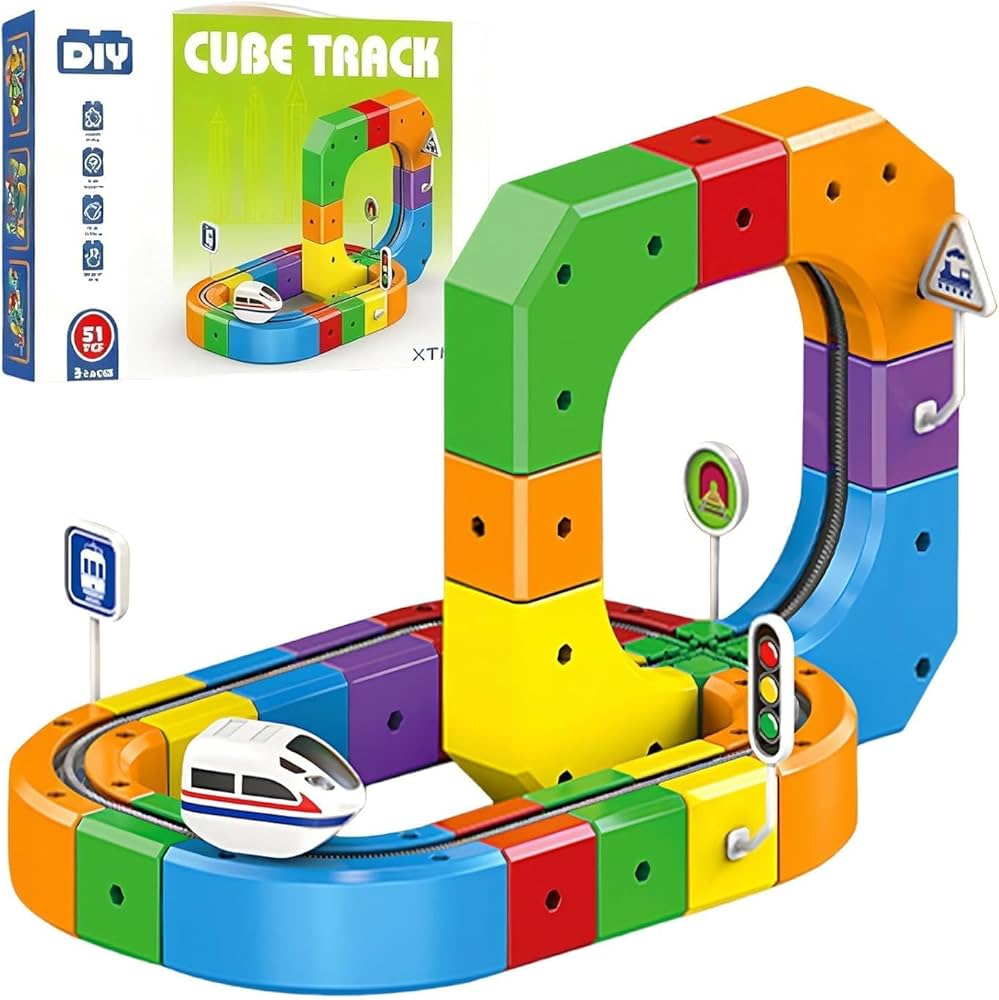 DIY Cube Track Magic Rail Set – 51 Pieces Educational Train Track Toy for Kids