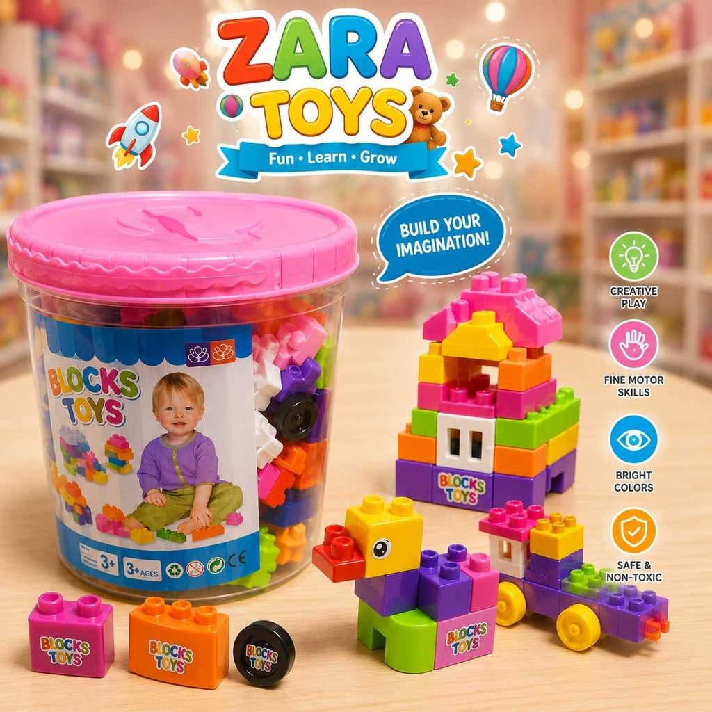 Colorful Building Blocks Bucket Set for Kids