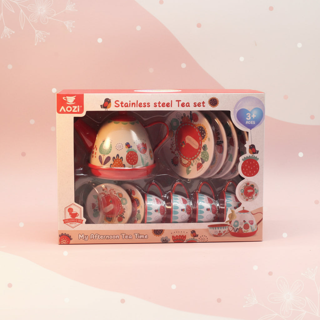 Kids Metal Tea Set – Pretend Play Kitchen Tea Party Set
