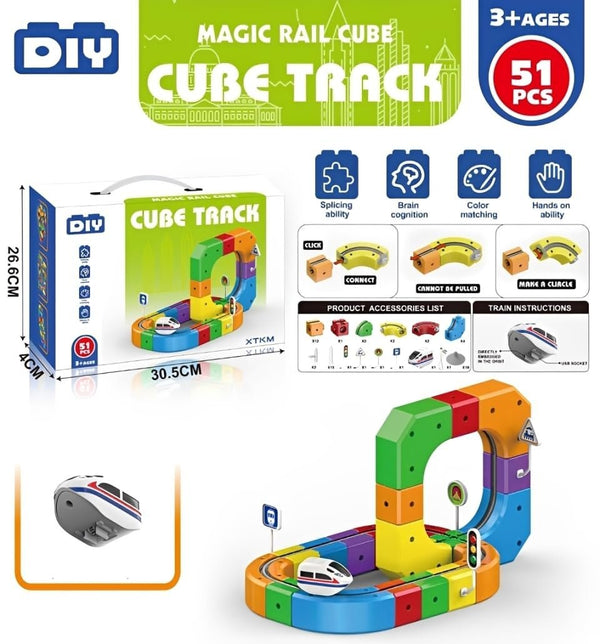 Cube Track Magic Rail Set 51 Pieces Educational Train Track