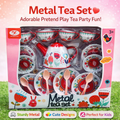 Kids Metal Tea Set – Pretend Play Kitchen Tea Party Set