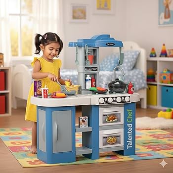 Talented Chef Kids Kitchen Play Set – Realistic Cooking Toy with Light, Sound & Water Spray