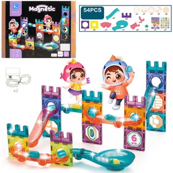 56 PCS Magnetic Marble Run Building Blocks – STEM Educational Toy for Kids