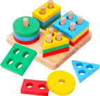Wooden Shape Sorting & Stacking Puzzle Learning Toy