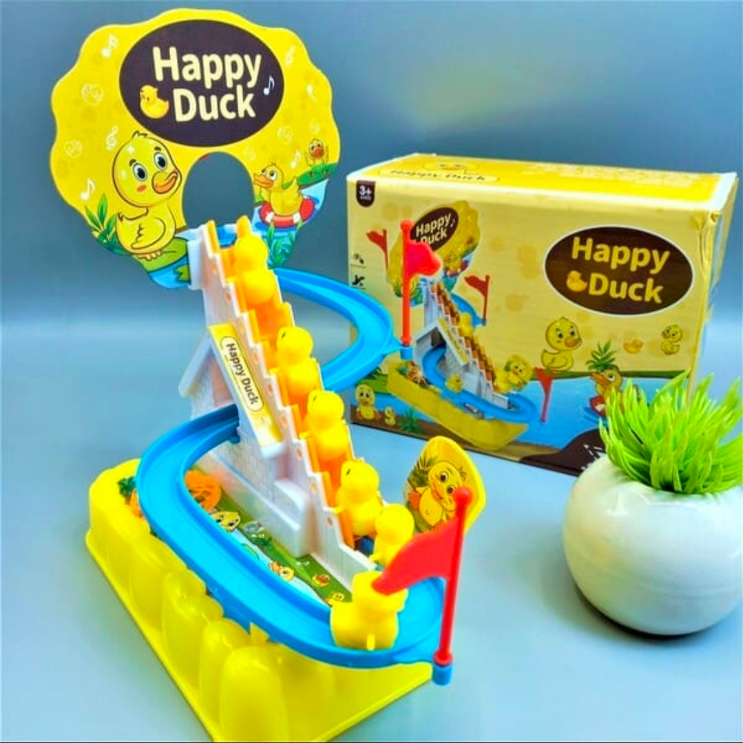 Small Duck Climbing Stairs Track Toy with Music & Lights