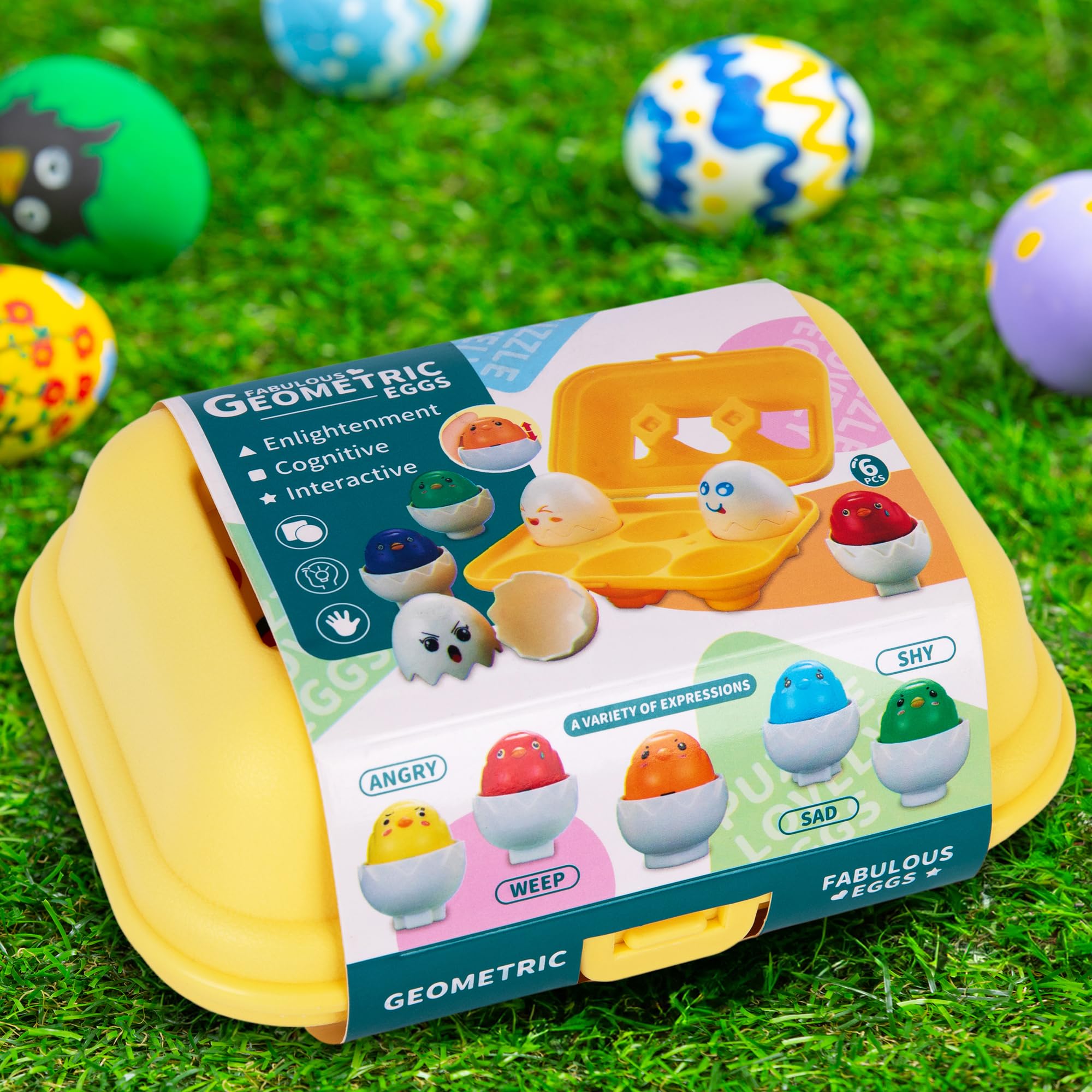Geometric Eggs Educational Toy Set – Color Matching & Emotion Learning Eggs for Kids