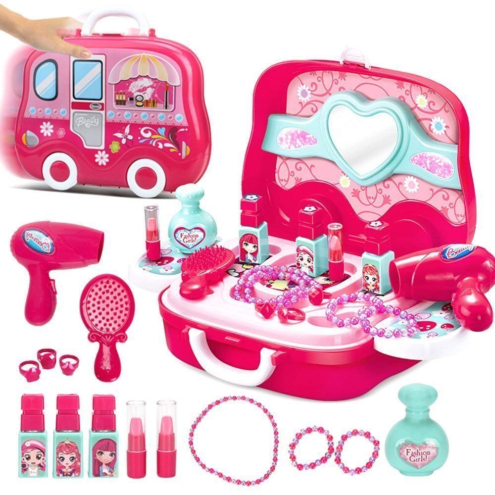 Fashion Beauty Makeup Vanity Play Set for Girls – 17 Pieces