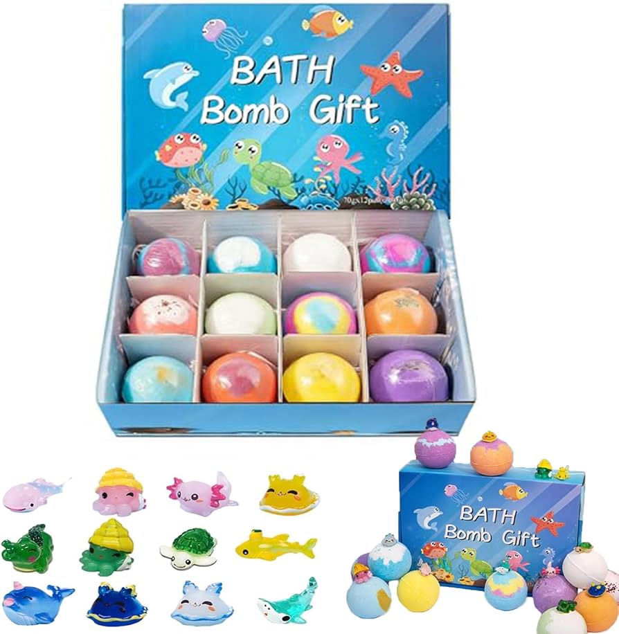 Kids Bath Bomb Surprise Set – Colorful Fizz Bath Balls with Hidden Toy