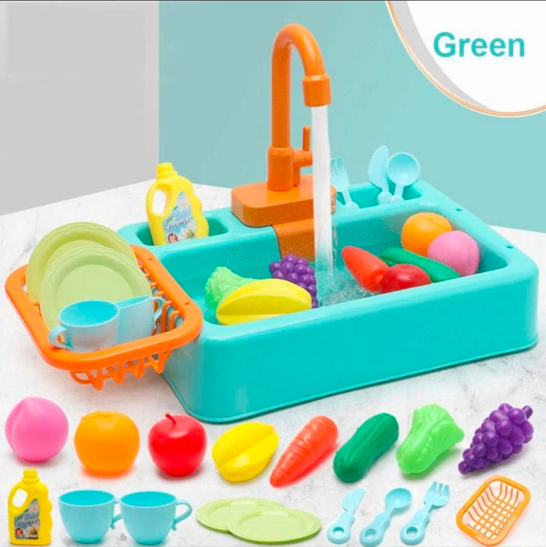 Kids Kitchen Sink Play Set with Real Water Circulation