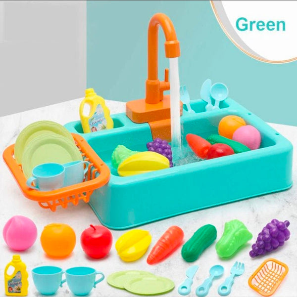 Kids Kitchen Sink Play Set with Real Water Circulation