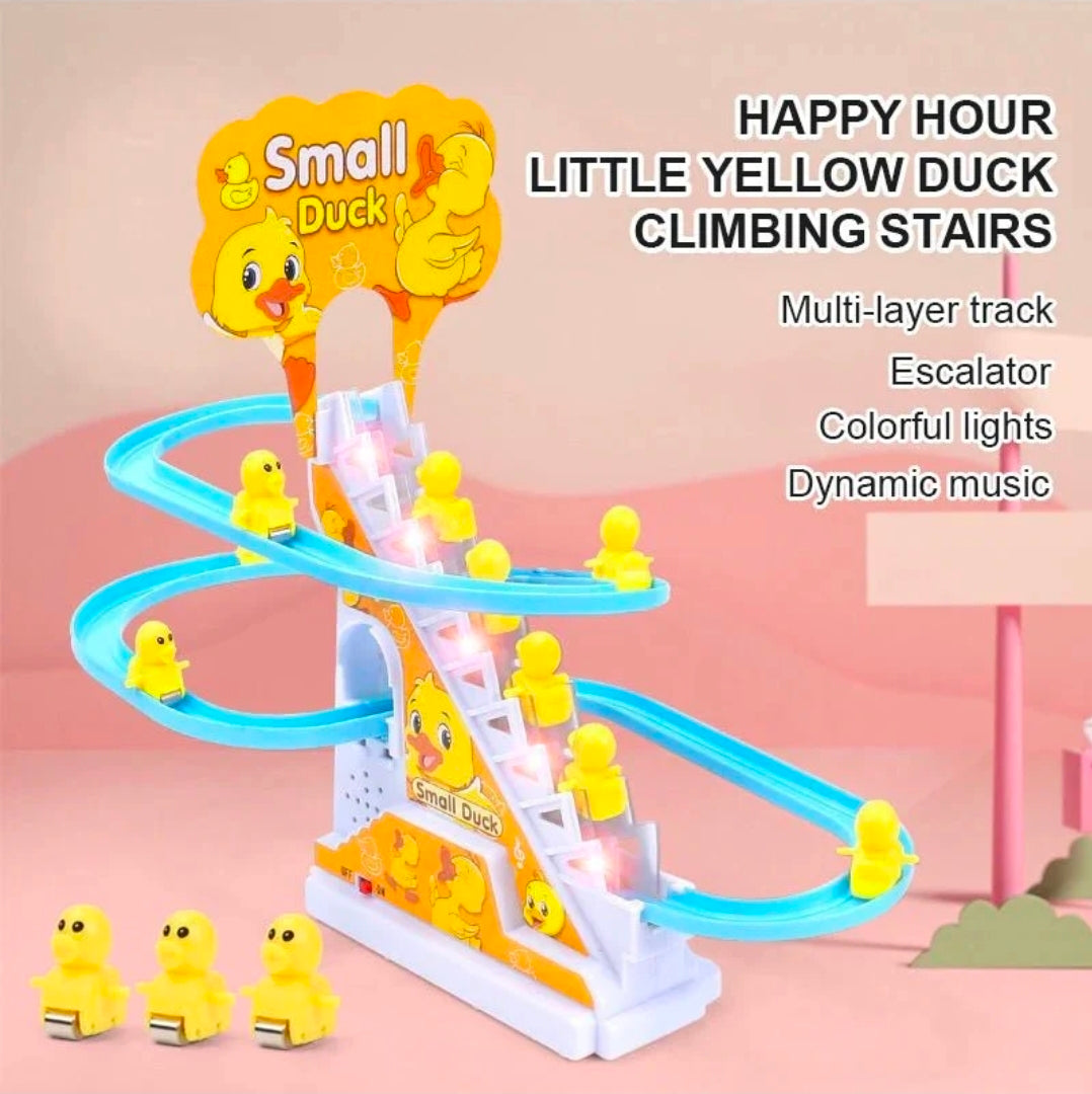Small Duck Climbing Stairs Track Toy with Music & Lights