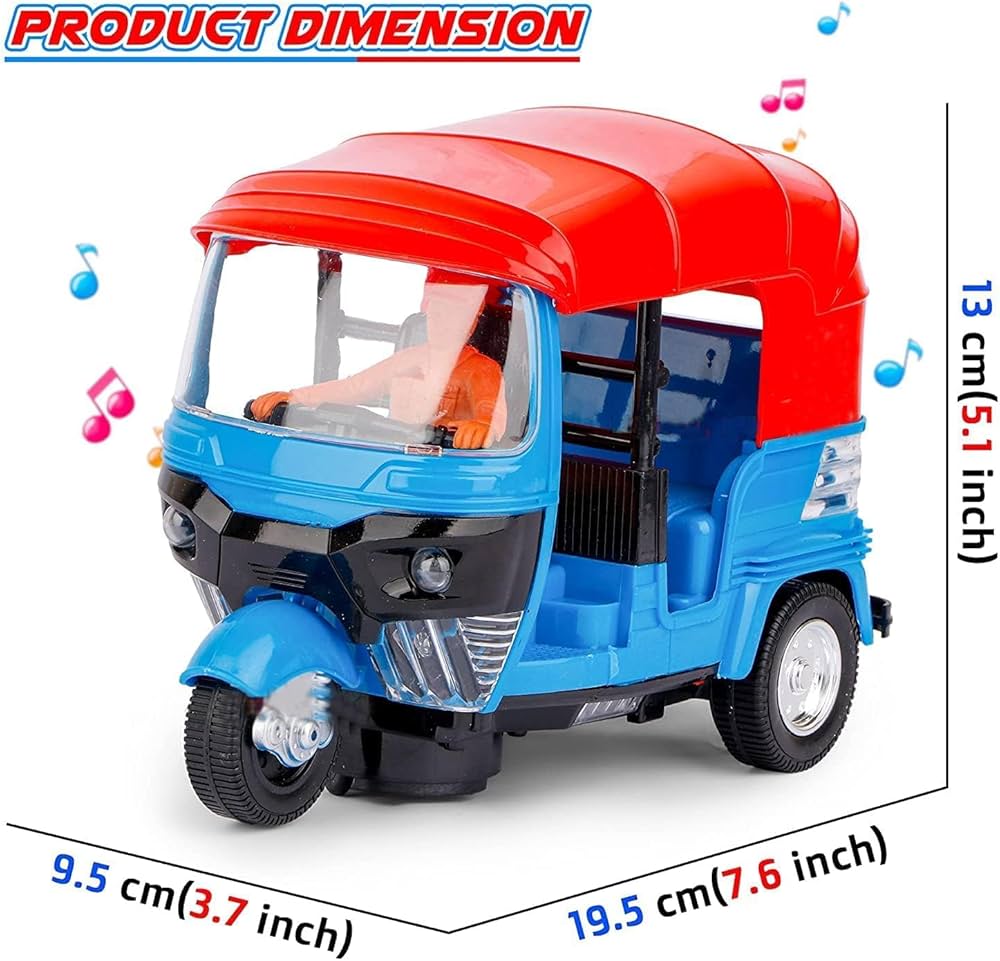 Battery Operated Tricycle Rickshaw Toy with Lights & Sound
