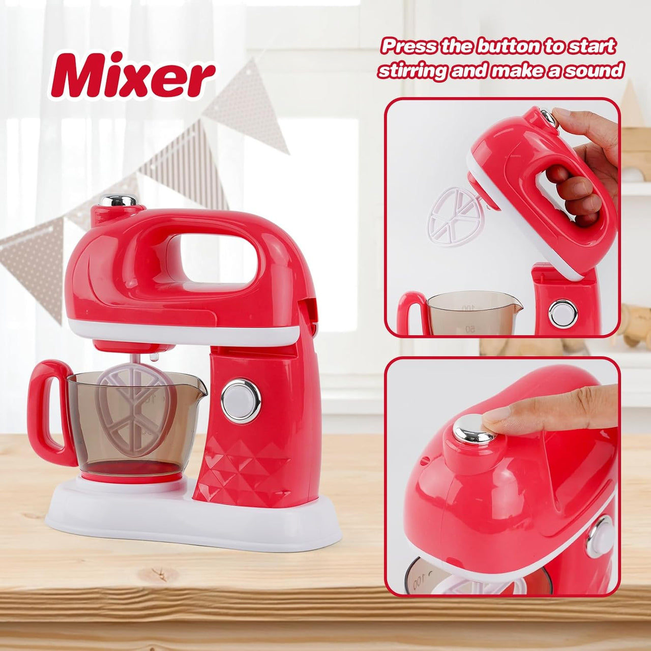 Kids Pretend Play Kitchen Mixer Toy Set – Realistic Baking Mixer Machine
