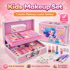 Kids Makeup Set with Carry Case – Safe & Washable Pretend Beauty Kit for Girls